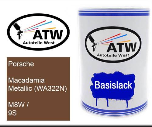 Porsche, Macadamia Metallic (WA322N), M8W / 9S: 500ml Lackdose, von ATW Autoteile West.